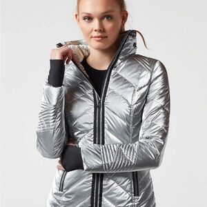 Blanc Noir Metallic Silver Puffer Jacket. New without tags!